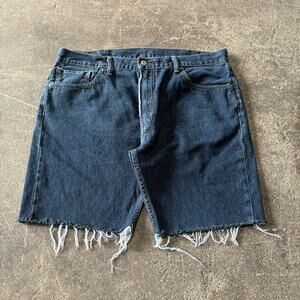 Levi's Cut Off Denim Jean Shorts Mens 40 Blue Jorts Dark Bermuda Grunge 9" 505